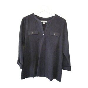 Kim Rogers Size Petite Large Womens Black Shirt #H-43